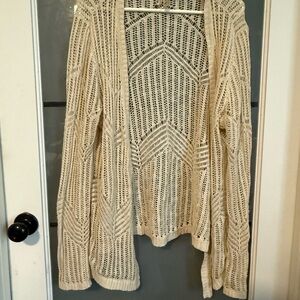 Elegant Cream Open-Knit Cardigan